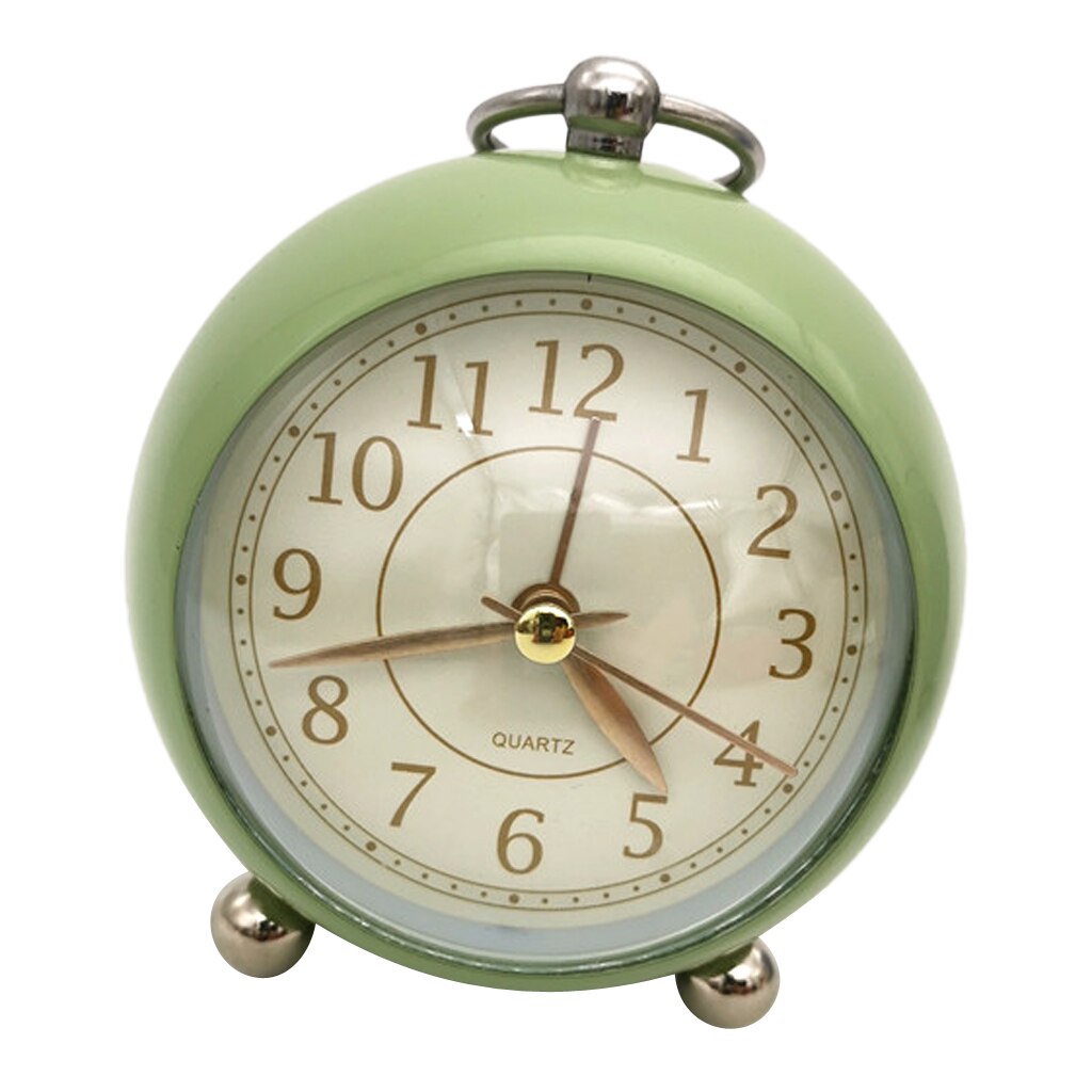 Alarm Clock Home Decor Bedside Desk Clock Vintage Silent Mute Quartz Analog Battery Operated Non-Ticking for Kids Bedroom: Green