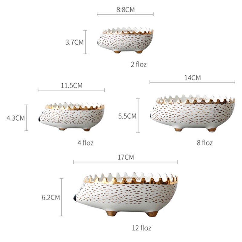 Cuenco de cerámica nórdico con forma de erizo para niños, tazón de sopa, ensalada, postre, fruta, contenedor, taza medidora de animales de dibujos animados