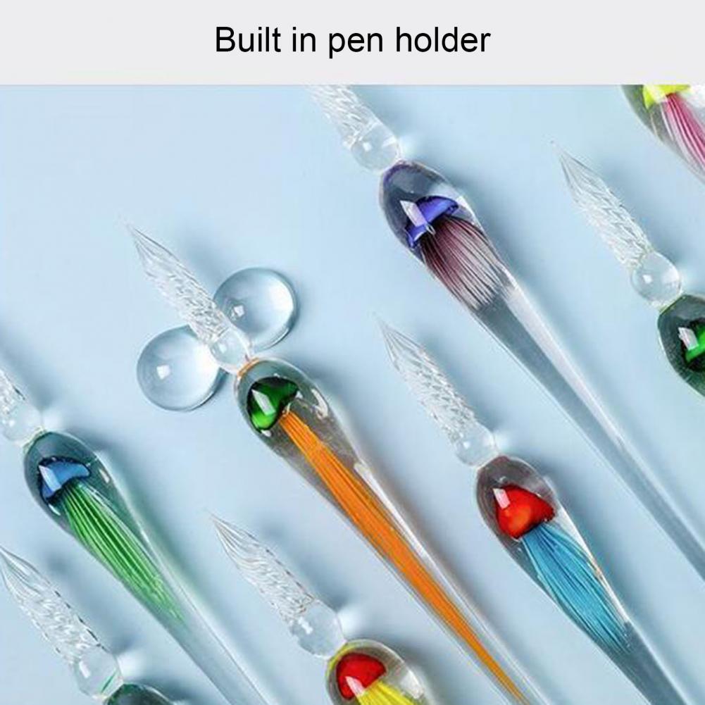 1 Set Dip Pen Beautiful Ergonomic Handle Jellyfish Pattern Drawing Calligraphy Glass Pen Kit for