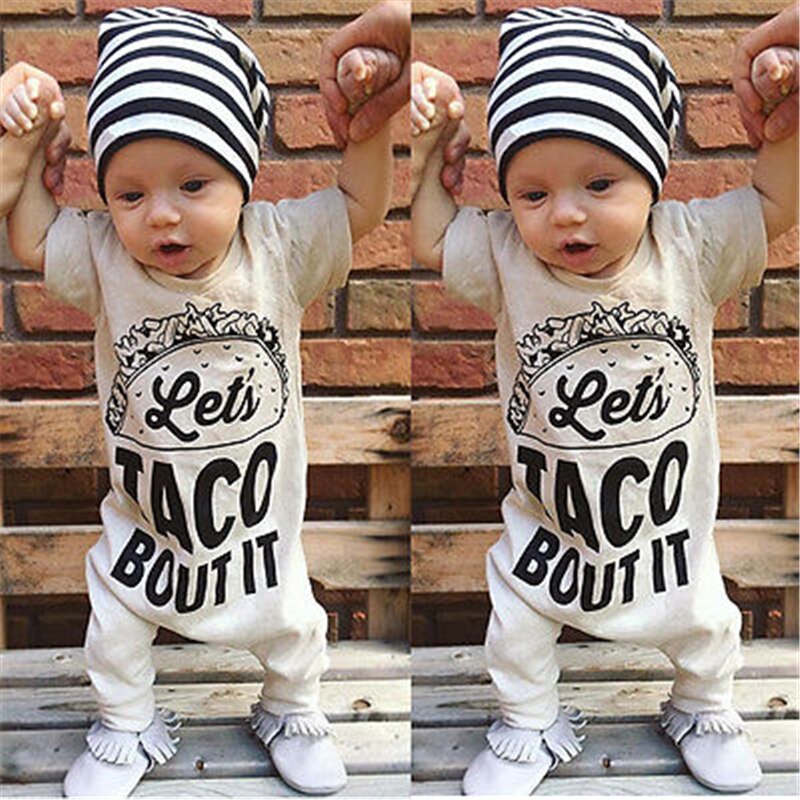 Nette TACO KAMPF ES Brief Strampler Sommer Neugeborenen Kinder Baby Mädchen Boy Kurzarm Romper Baumwolle Overall Kleidung Outfits neue