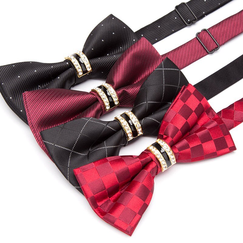 Mænd bowtie formel stribe luksus rhinestone slips mænds bryllup butterfly mandlige kjole skjorte slips