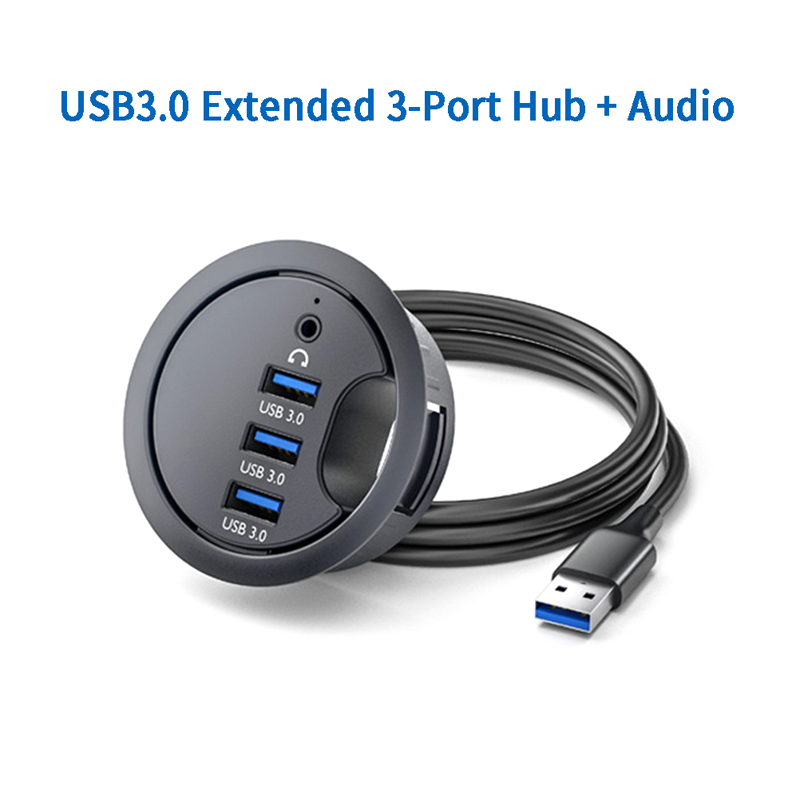Desktop USB3.0 Extended 3port Hub Splitter Plus Audio Support Microphone Headset