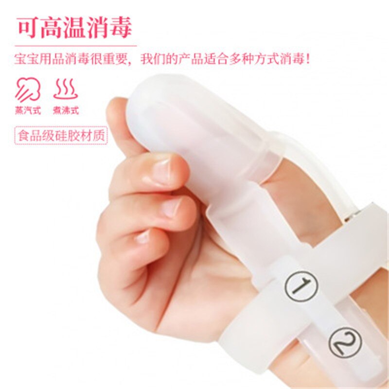 3 Colors Nontoxic Silicone Baby Kids Child Finger Guard Stop Thumb Sucking Wrist Band Prevent finger bites: white