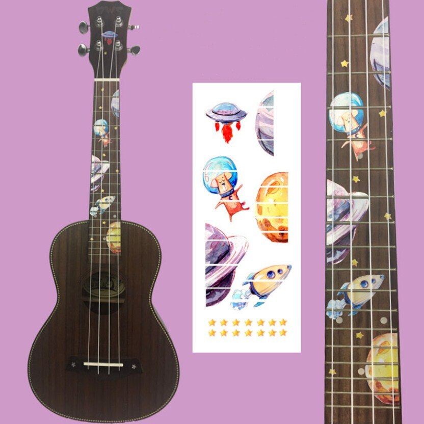 Pegatinas de Ukelele DIY, calcomanías con incrustaciones bonitas, pegatina de diapasón para Ukelele, accesorios: E