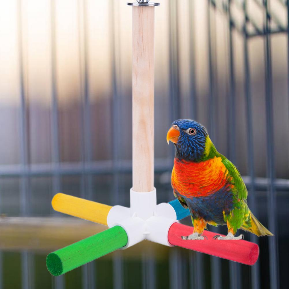 Mini Parrot Stand Natural Wood Parrot Rack Parrot Swing Holder Intellectual Training Hanging Parrot Swing Holder Parrot Toy