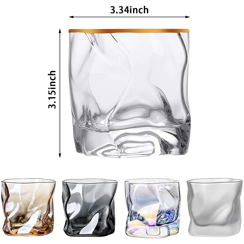 Irregular Shape Whiskey Glasses Artwork Wrinkle Whiskey Cognac Brandy Snifters Cup XO Tumbler Crystal Whiskey Glasses