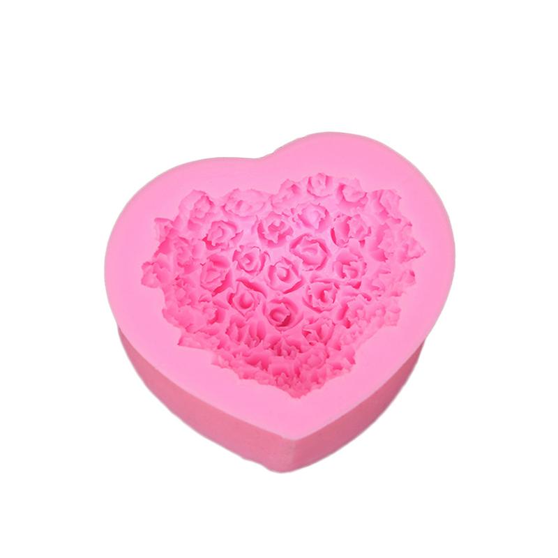 DIY Zachte Klei Handgemaakte Zeep Puddingvorm Hart Rose Patroon Fondant Chocolade Roos Bloem Zeep Siliconen Mal