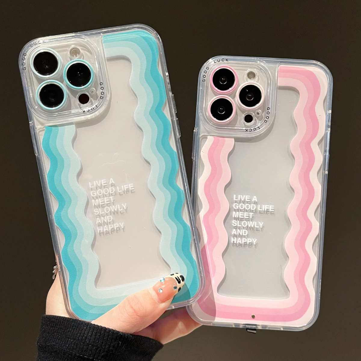 2025 5 couleurs appel lumineux éclairer Flash chanceux ondulé coque de téléphone pour iPhone 16 15 13 12 11 14 Pro Max Plus couverture antichoc