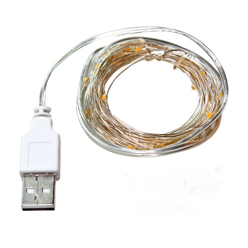 Led julelys usb eller batteri strømstreng lys indendørs udendørs lys lys til bolig dekoration snor fe lys: Usb / Flerfarvet