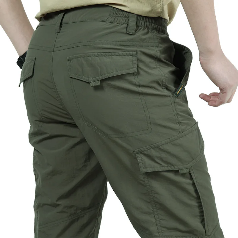 Pantalones largos militares ligeros informales de verano para hombre, monos de carga impermeables de secado rápido para acampar, pantalones tácticos transpirables: 4XL / Castaño