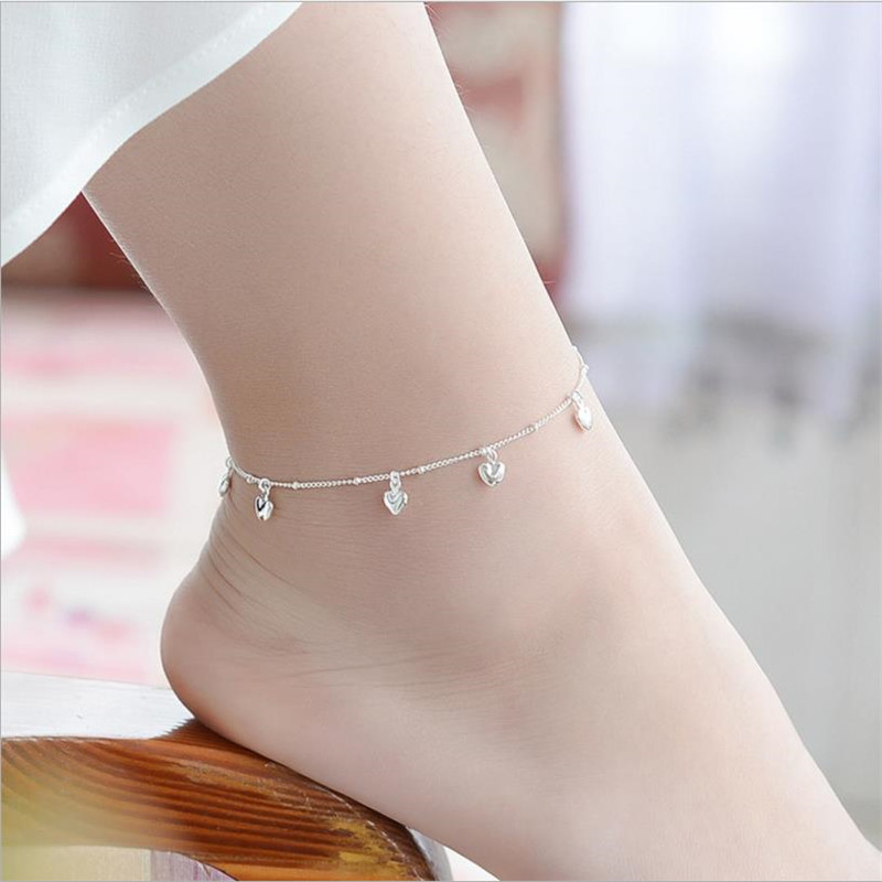 LUKENI Trendy 925 Sterling Silber Armbänder Für Frauen Schmuck Charme Herz Silber Fußkettchen Mädchen Engagement Party Zubehör