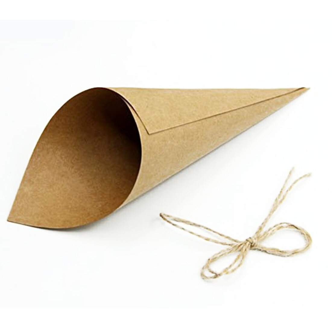 Conos de confeti para boda, 50 piezas, Papel Kraft Vintage, pétalos, soporte de flores, decoraciones nupciales para: A-50pcs