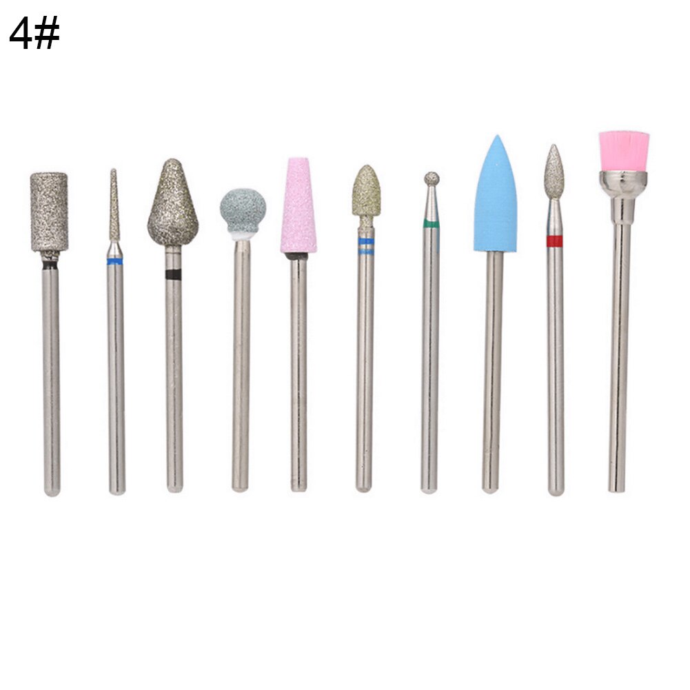 10Pcs Slijpen Nail Art Boor Bits Manicure Pedicure Polijsten Frezen Hoofd Kit Nagel Boren Manicure Machine Accessoires: 4