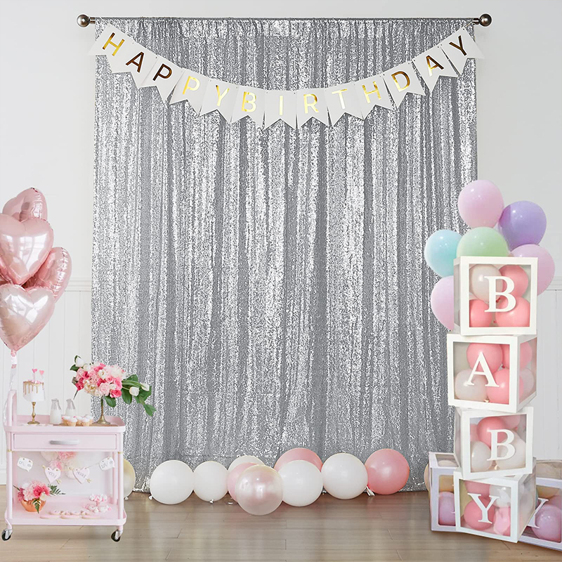 2x8ft Fabric sequin Background curtain Photo booth Backdrop Wedding Curtain ForChristmas/party Decor Photography background 2PCS: L / Fluorescence Yellow