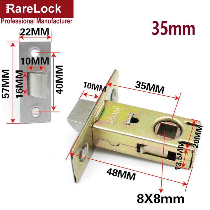 Dørhåndtag låsecylinder 4 størrelse til badeværelse soveværelse iphone cover butik dør hardware tilbehør diy rarelock mms 467 h: 1 stk 35