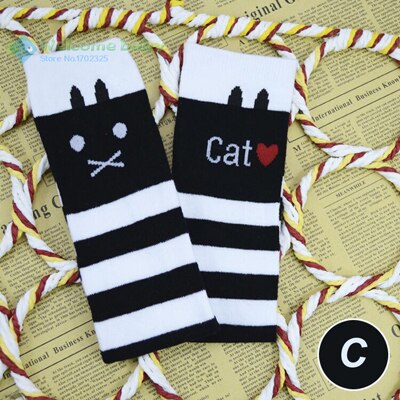 Karikatur Katze freundlicher Baumwolle Streifen Socken Schule Hohe Knie Socke für Mädchen Art Prinzessin Baby freundlicher Kleinkinder bein wärmer: Farbe C