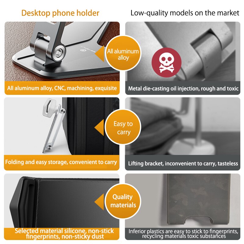 Metal Desktop Tablet Holder Table Cell Foldable Extend Support Desk Mobile Phone Holder Stand For iPhone iPad Adjustable