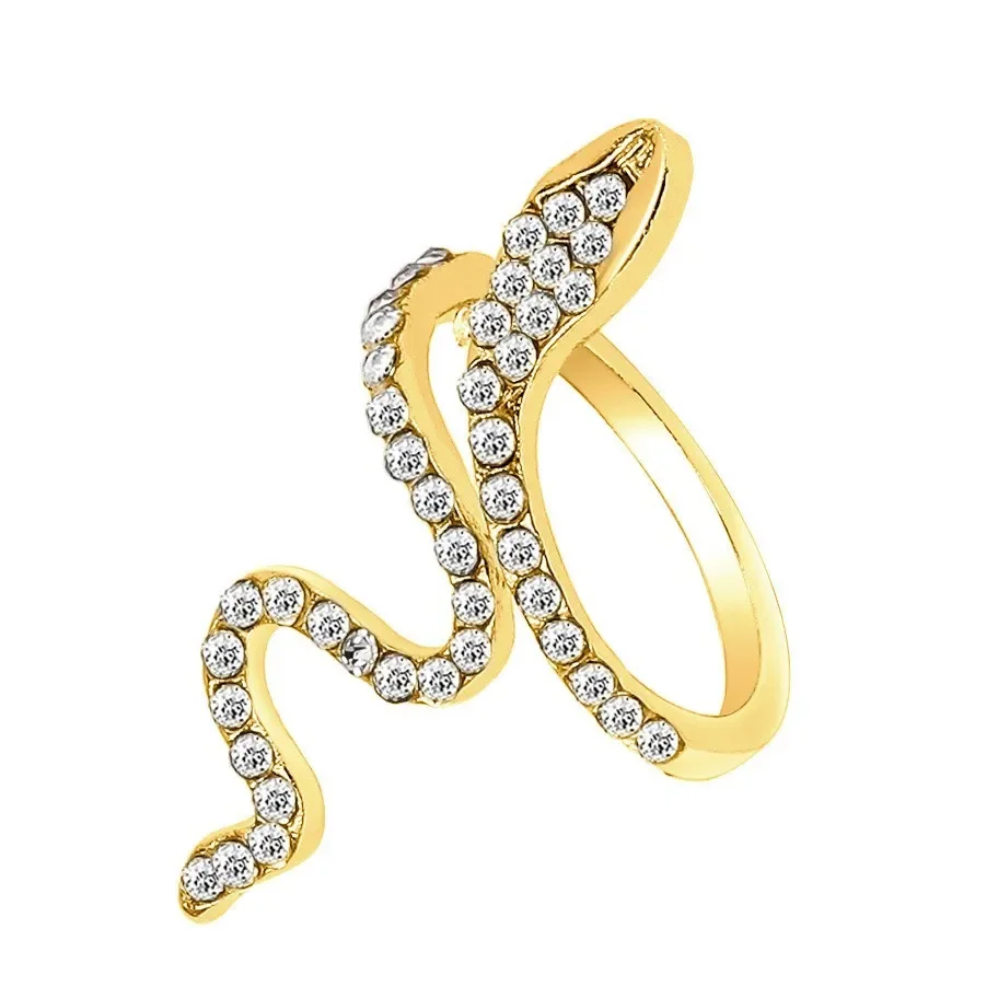 Anillo gótico abierto de serpiente para mujer, anillos ajustables con animales, para reptiles, accesorios de joyería con personalidad Punk, tentáculos de joyería: Oro