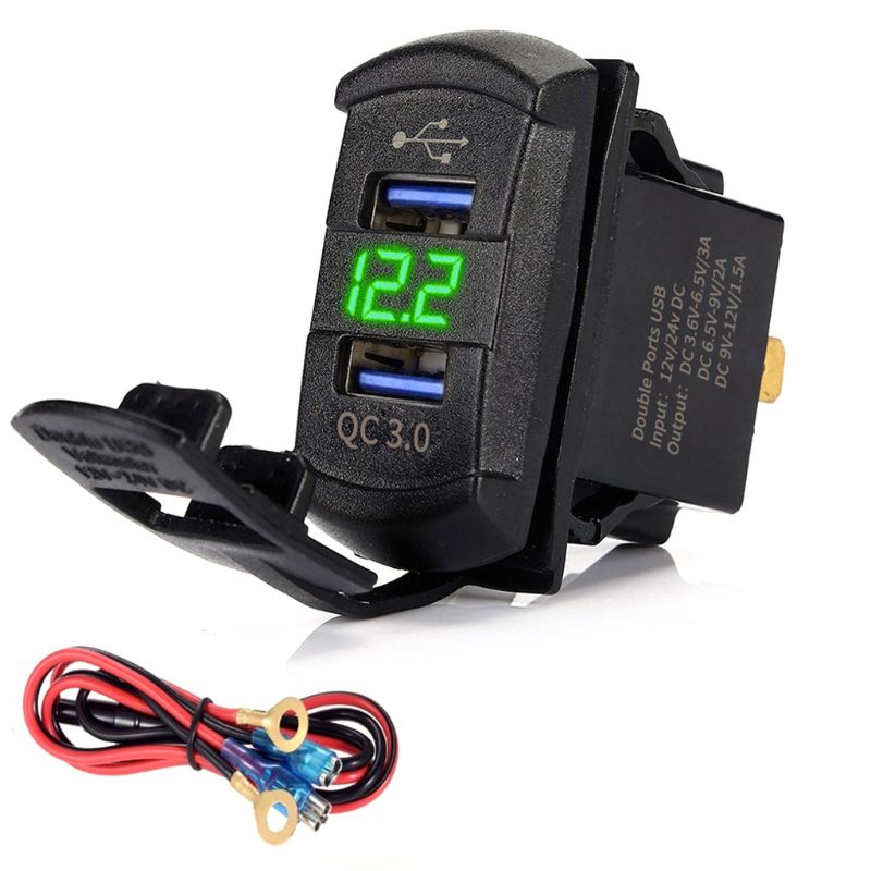 Schnellladefunktion 3.0 usb-anschlüssen, wippschalter  qc 3.0 led-anzeige und voltmeter für boote, autos, lkws, motorräder, smartphones und tablets