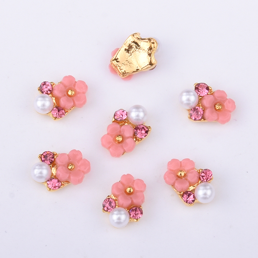 10pcs alloy 3d nail art rose bloemen sieraden nagels crystal rhinestones nailart nagels decoraties komen accessoires Y951 ~ 958