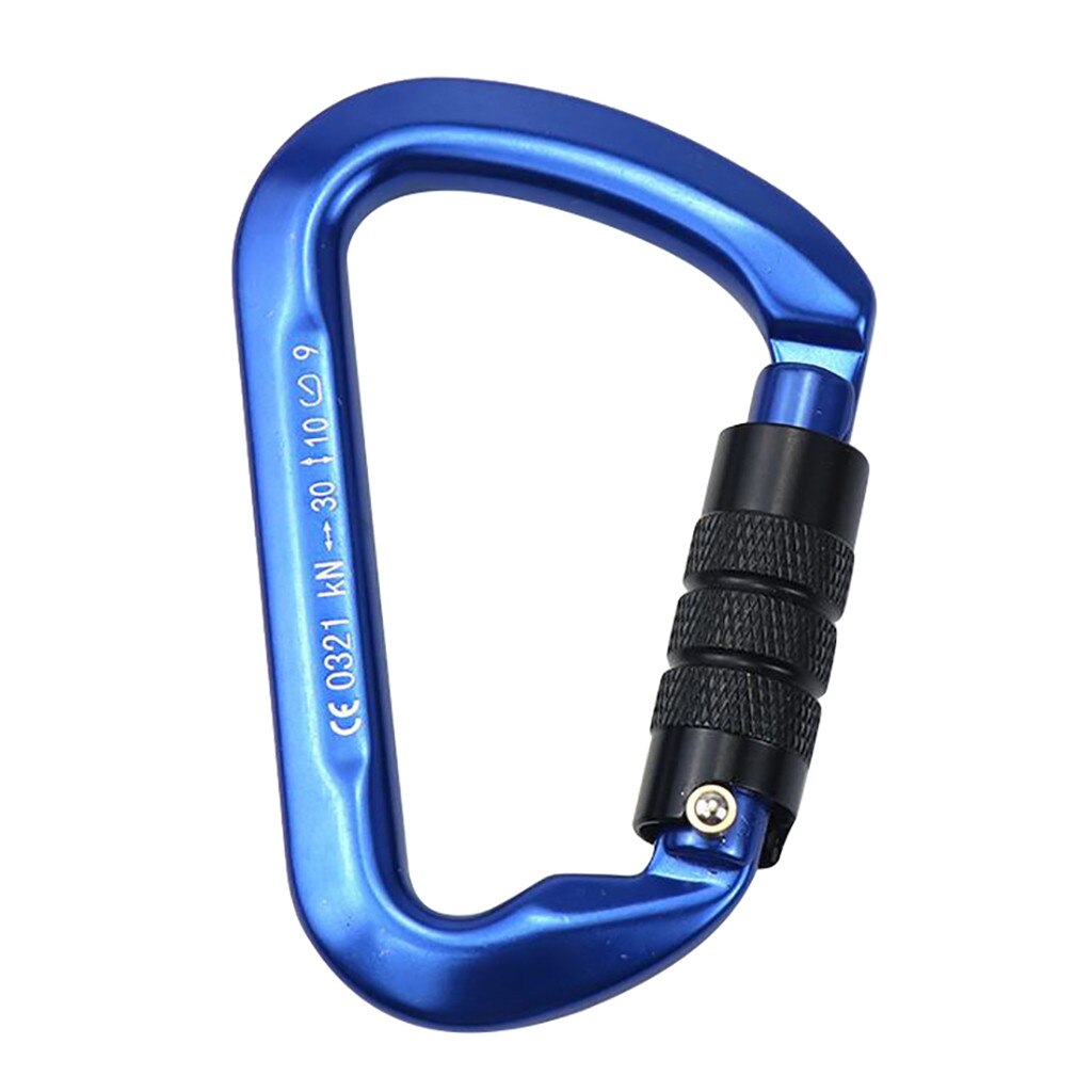 Outdoor Climbing Equipment Accessor Safety Lock Aviation Aluminum Carabiner D Shape Buckle Pack 30kn Keychain Automatic Jy6: Blue