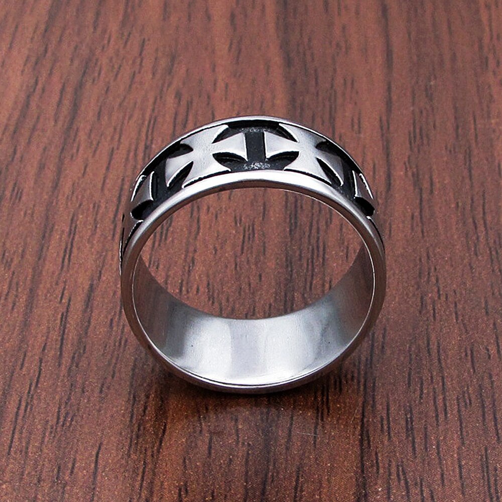 Anillo de acero inoxidable con cruz de hierro para hombre y niño, accesorio sencillo y redondo, estilo Retro, alemán, Punk, de , joyería, talla 8-13