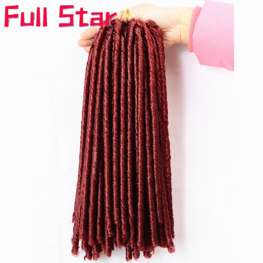 Full star 14''faux locs heklet hår mykt og lette dreadlocks hekle fletter syntetisk heklet hårforlengelse 15 tråder/pakning: Feil / 3 stk / mye