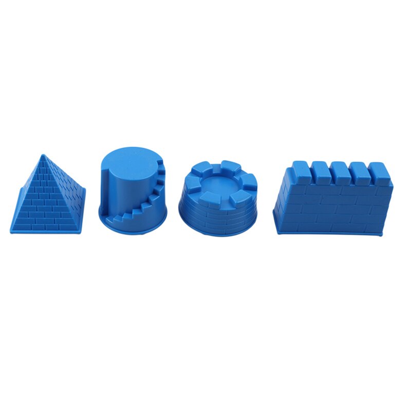 4Pcs/Set Portable Assemble Castle Shape Sand Clay Novelty Beach Toys Model Clay For Moving Magic Sand: Blue