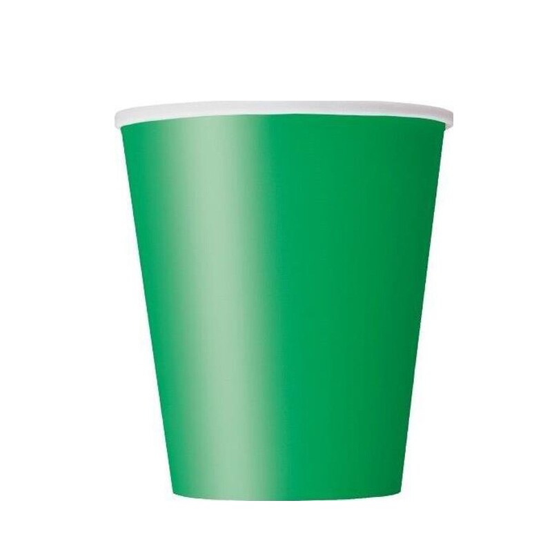 20 stk merke papirkopper 9oz ensfargede papirkopper bursdagsfest servise catering engangs tykk farget: Grønn