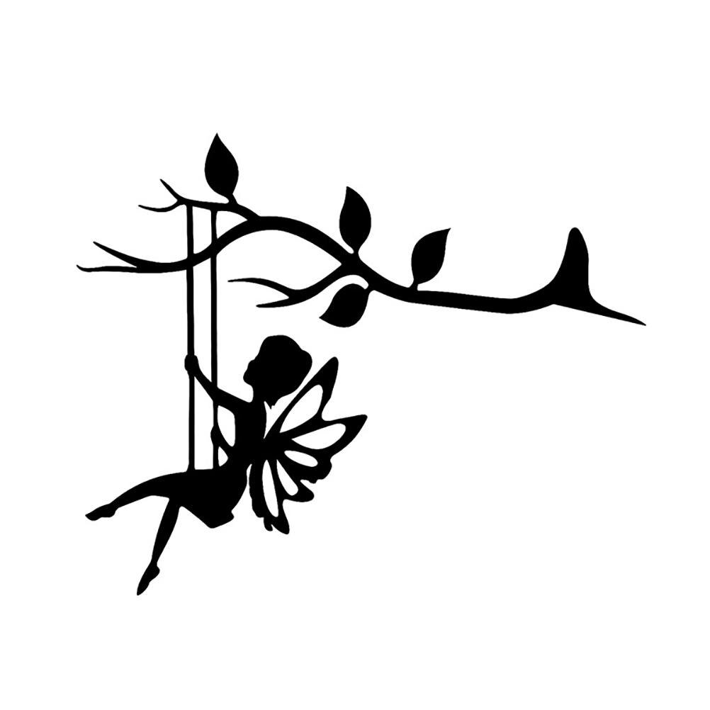 Silhouette féerique en métal, décoration suspendue, branche d&#39;arbre, Art mural pour jardin, cour, accessoires de décoration d&#39;extérieur