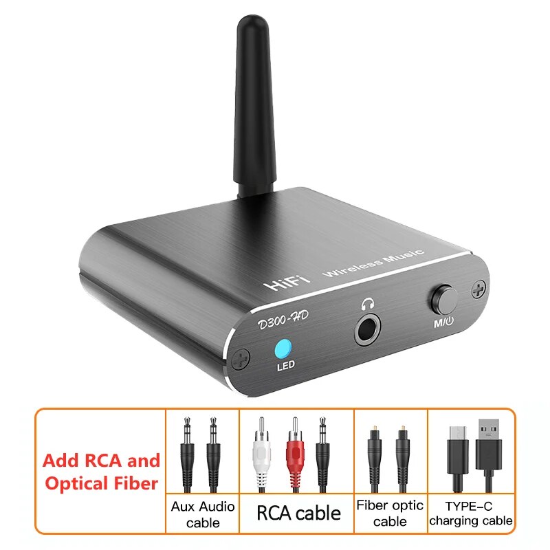 AptX-HD Bluetooth 5.2 Empfänger HIFI Musik Wireless Audio Adapter mit 3,5mm Aux Toslink/Koaxial Ausgang für Lautsprecher Verstärker Auto: Rot