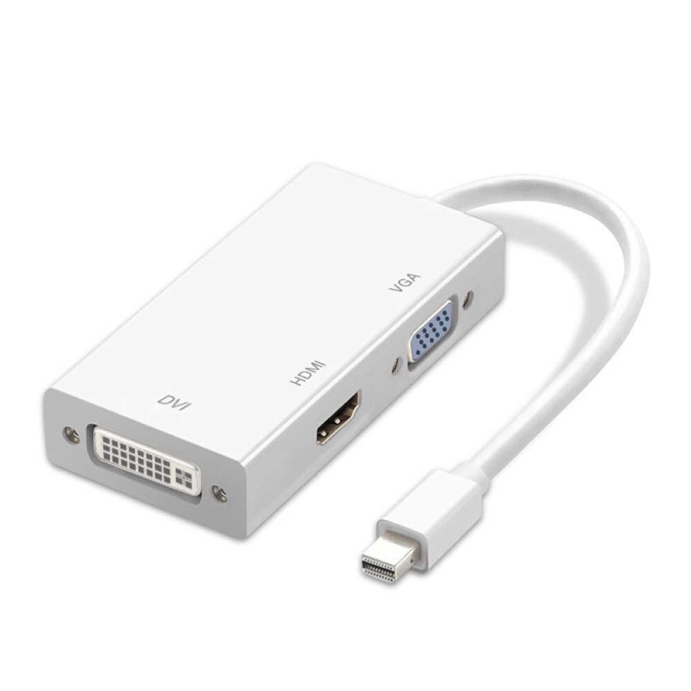 Tre-in-uno cavo adattatore micro USB mini 1080P DP tutto'ADATTATORE di HDMI VGA DVI Convertitore dell'adattatore del Cavo per Macbook pro Comodo da Usare: bianca