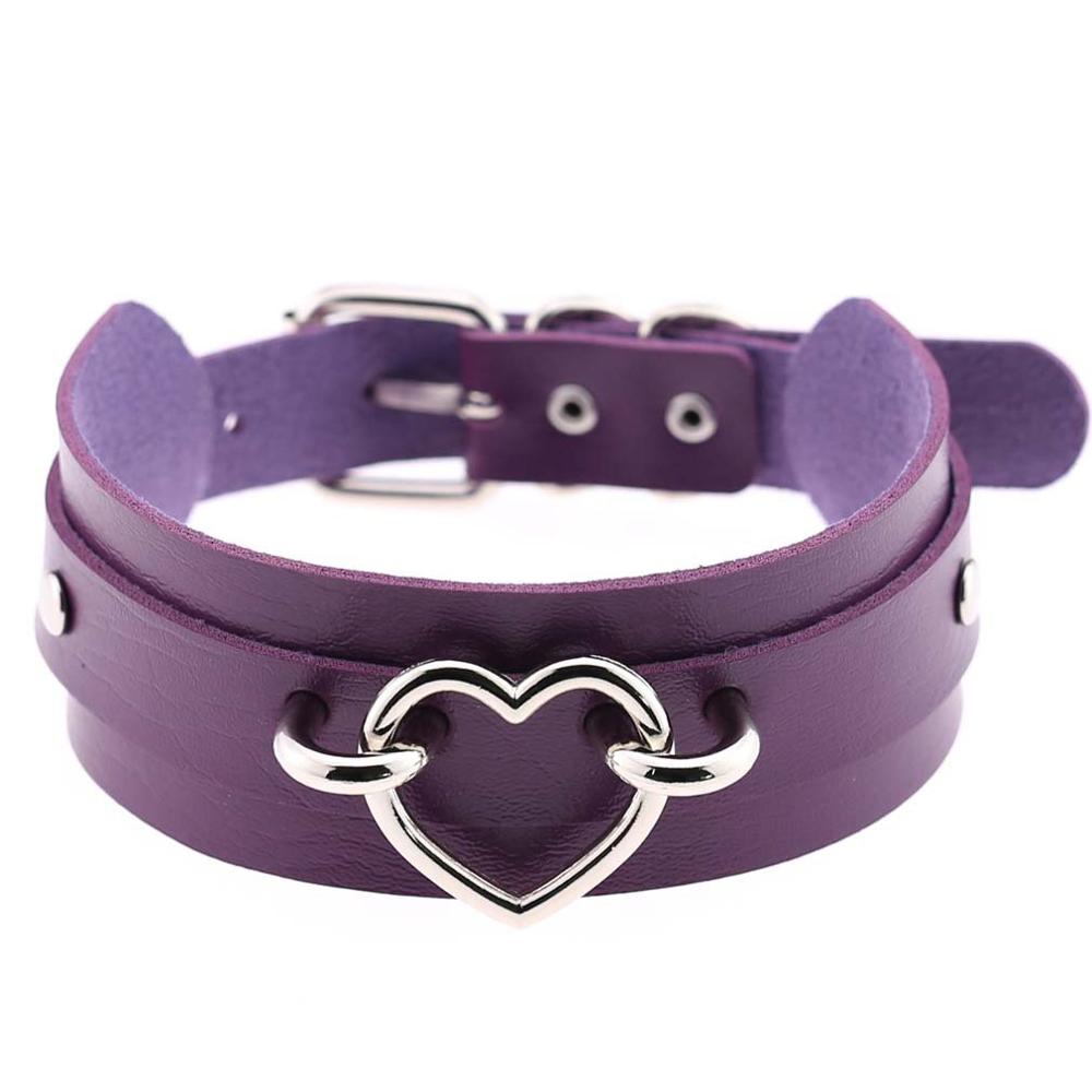 Gothic style heart choker cute collar goth jewelry harajuku accessories kawaii collar for women chocker halloween jewellery: purple