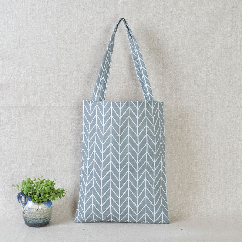 Vrouwen Linnen Katoen Eco Herbruikbare Shopping Schoudertas Canvas Purse Pouch Tote Totes Handtassen: Blauw