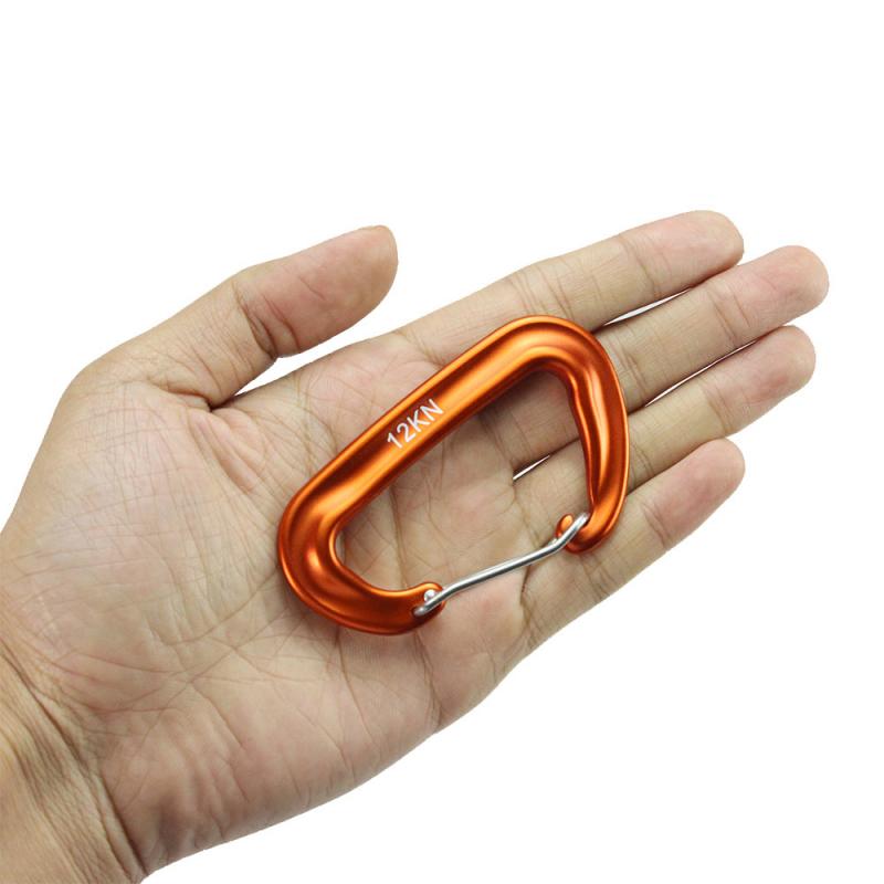 Gancho para escalada, mosquetón en forma de D, hebilla de alpinismo, cierre de seguridad 12KN, accesorios para escalada al aire libre: 2