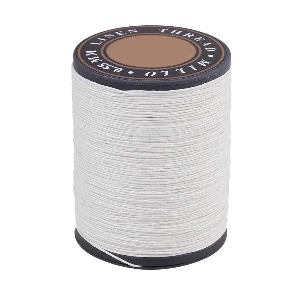 0.55mm Dia White Flax Waxed Linen Craft Sewing Stitching Thread Cord