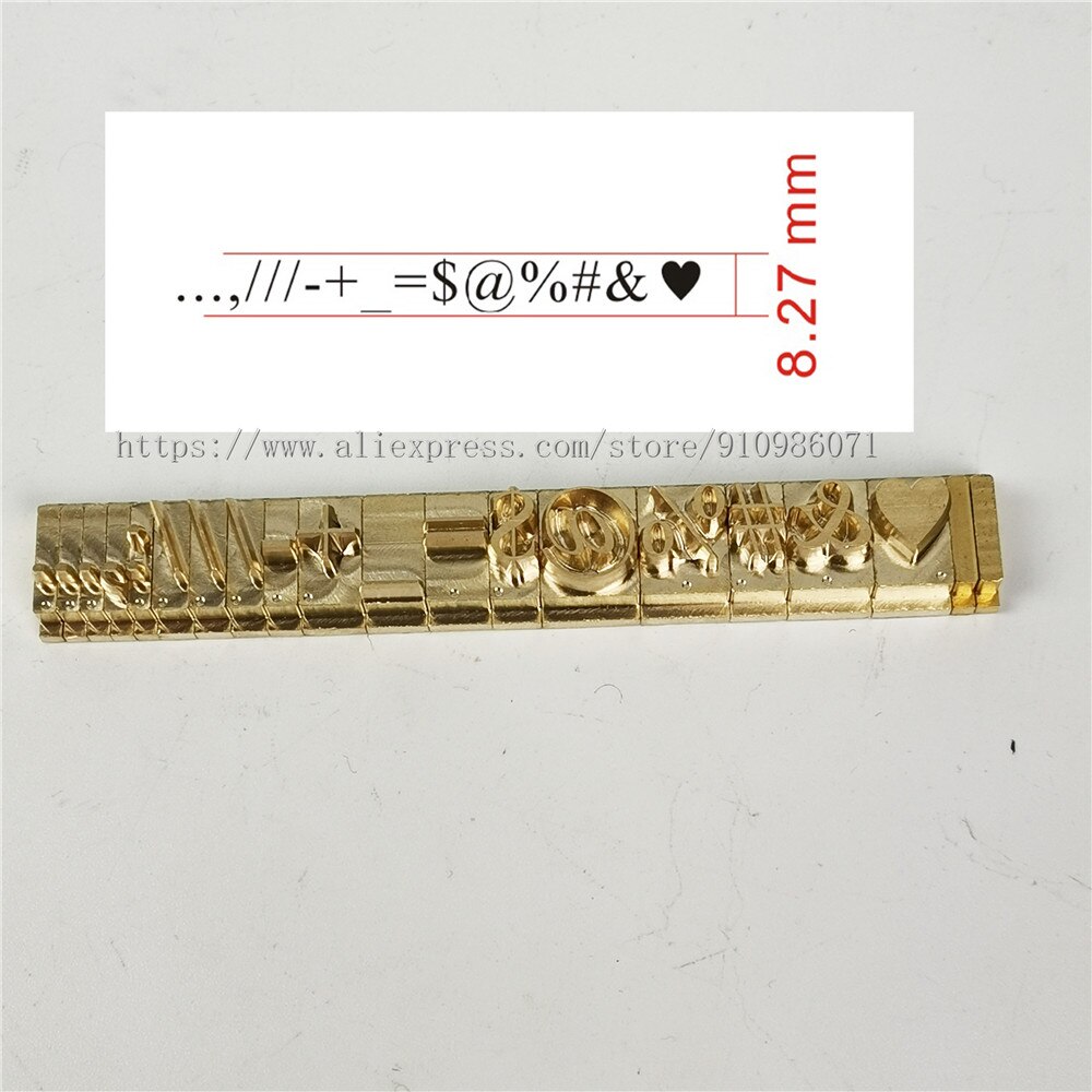 Time Roman font style brass foil stamping letters ,based on "A" height 6mm