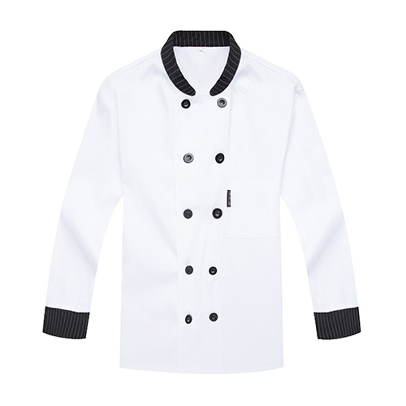 Gratis logo tryk sort hvid rød farve ensfarvet kokkefrakke jakke fuldærmet åndbar bageri tjener restaurant uniform: Hvid bluse / Xxl