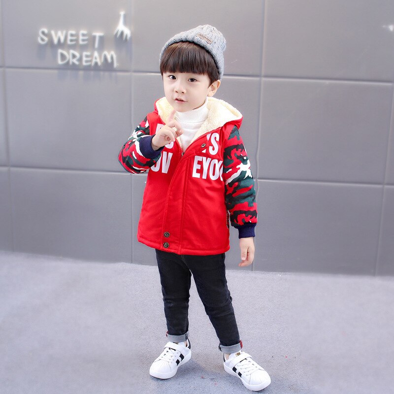 Baby winter jongens jassen print fleece bovenkleding hooded Herfst 6M-2 oude size Kleding 7BT038: Rood / 12m