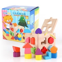 Houten Geometrie Gebouw Puzzel Zuigeling Vroeg Leren Educatief Vorm Bijpassende Blok Puzzel Speelgoed Baby Doe-Het-zelf Poppen