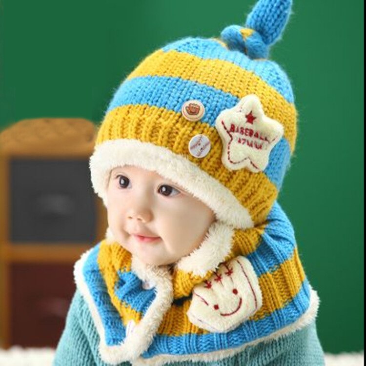 Conjunto de 2 unidades de sombrero + Sarf para niño y niña, , Unisex, otoño e invierno, gorros para bebé, bufanda, gorros para niño
