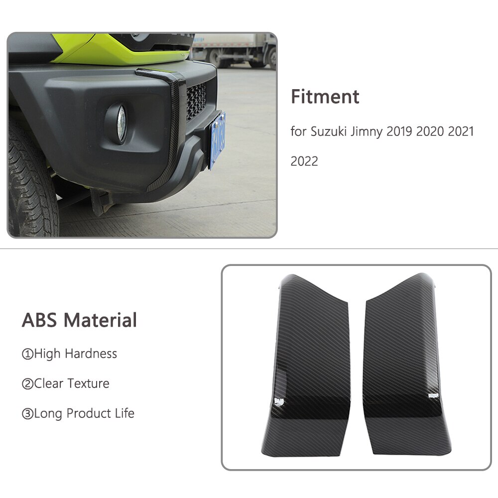 Autocollant de décoration pour pare-choc avant, en Fiber de carbone ABS, pour Suzuki Jimny , , , 2022, accessoires extérieurs de voiture