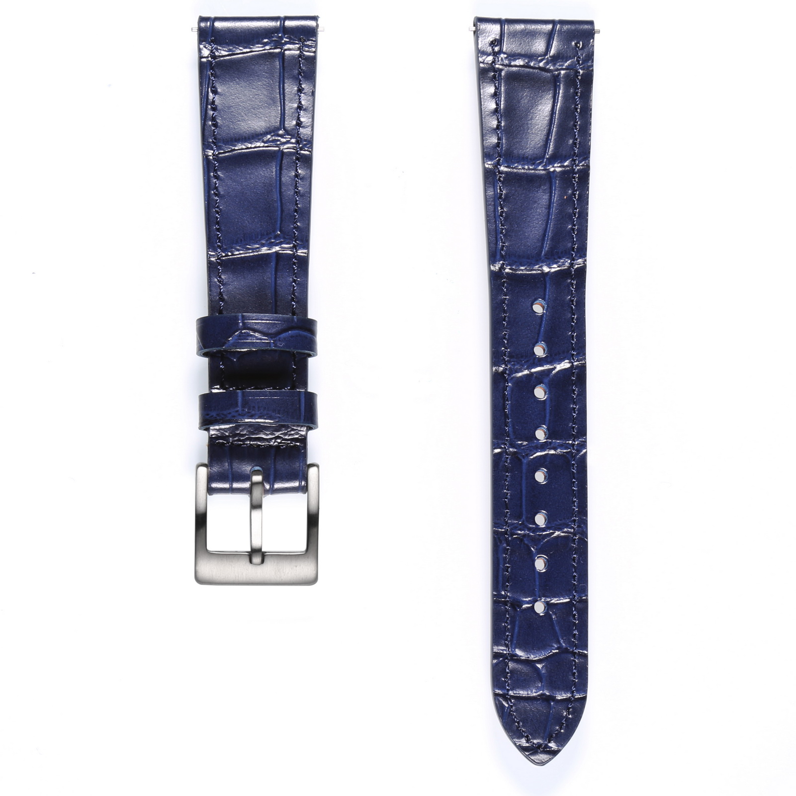 Leahter Horloge Bands Black Quick Release Alligator Reliëf Vervangen Horloges Strap 18Mm 19Mm 20Mm 21mm 22Mm: Blauw / 19mm