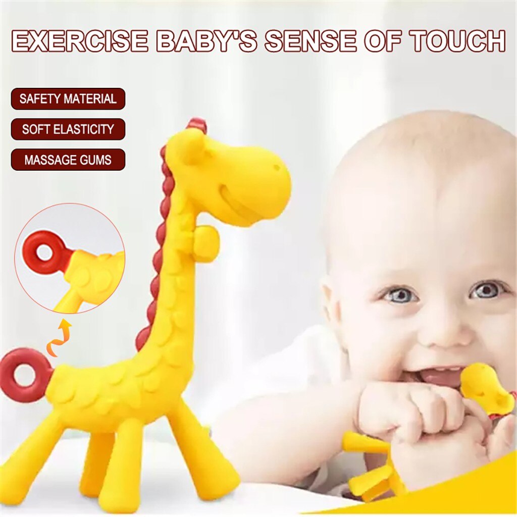 Silicone Bambino Molare bastone giocattolo del Silicone Per Bambini Giraffa Massaggiagengive Titolare di Dentizione Del Bambino Molare Giocattolo Bastone Детская молярная игрушка