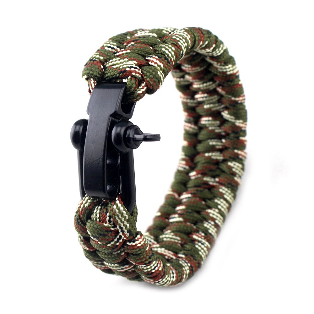 Polsband Wrap Heren Paracord Survival Armband Met Roestvrij Staal D-sluiting-Verstelbare Size Fits Polsen Bileklik Bilezik: E