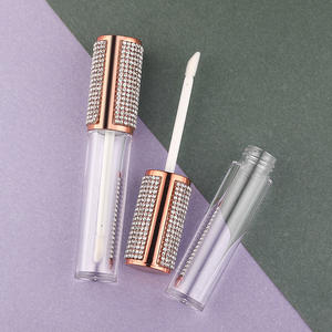 Tube vide pour Gloss à lèvres 6ml avec capuchon rose pailleté, bouteille en plastique pour Gloss à lèvres, flacon d'échantillon, conteneur de cosmétiques, outil de maquillage de beauté 1 pièce: rose gold