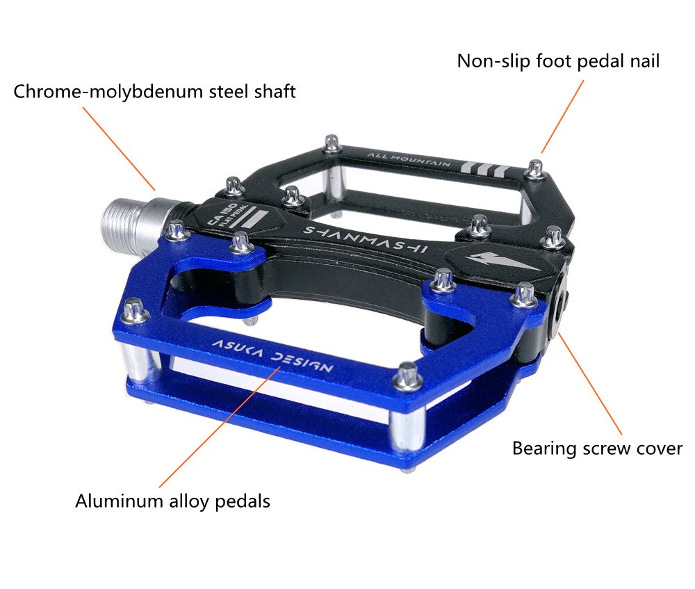 SMS YCA150-pedales de rodamiento de bicicleta de montaña, anchos y cómodos, aleación de aluminio ligera, 402 g/p