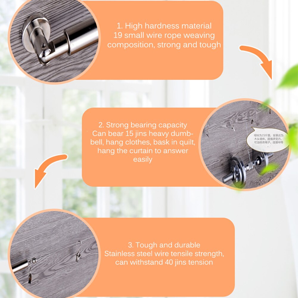 Curtain Hanging Line Stainless Steel Wire Rope Home Curtain Accessories Clothes Stainless Steel Wire Rope Hanger Hanging Line