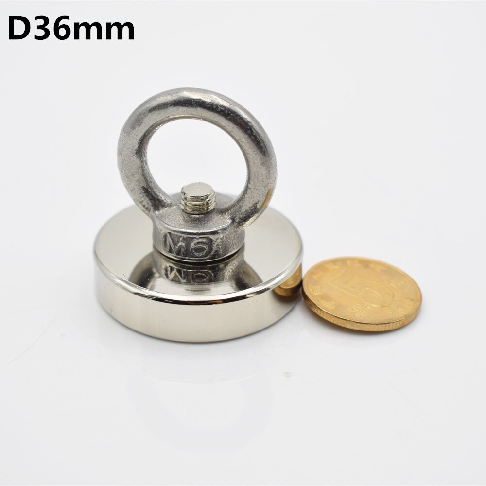 Strong Neodymium magnet super powerful search magnet hook power magnetic fishing magnet salvage permanent NdfeB holder: D36mm