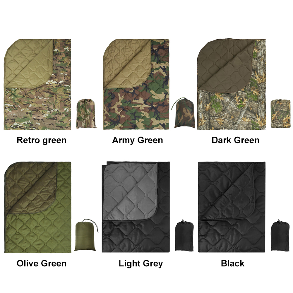 Campingtæppe med kompressionstaske letvægts varm dyne multifunktionel quiltet udendørstæppe junglejagtudstyr
